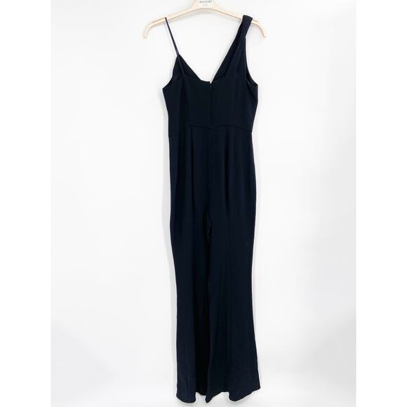 Cushnie Solid Black Sleeveless Plunging Split Flare Leg Jumpsuit Size 8 NWT - Picture 4 of 8